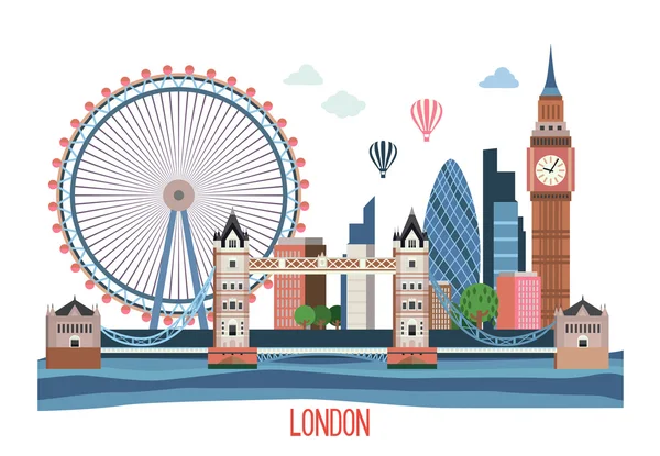 Paisaje Londres. Ilustración plana del vector  . — Archivo Imágenes Vectoriales