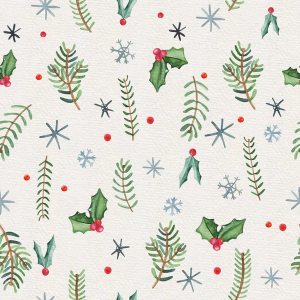 Seamless Watercolor Winter Pattern — Stock Photo, Image