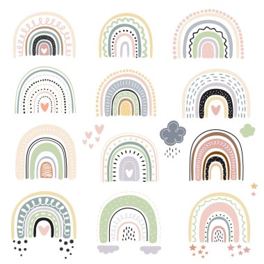 Gökkuşağı renkli. Bebek illüstrasyonu. Vektör