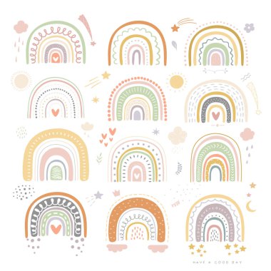 Gökkuşağı renkli. Bebek illüstrasyonu. Vektör