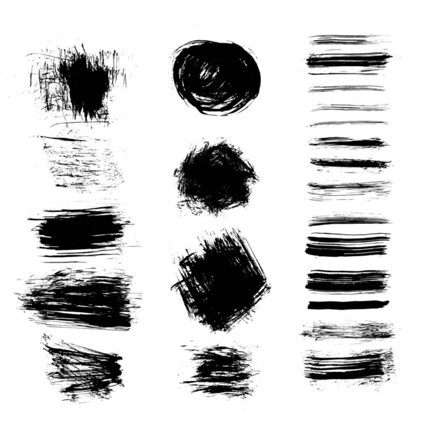Grunge Texturen Handgezeichnetes Tintenvektorset — Stockvektor