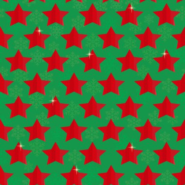 Sorunsuz neşeli Noel ve arka plan yıldız kar taneleri yeşil