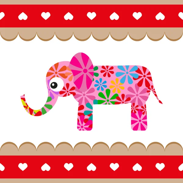 Cartoon vector pink elephant. — Stock Vector