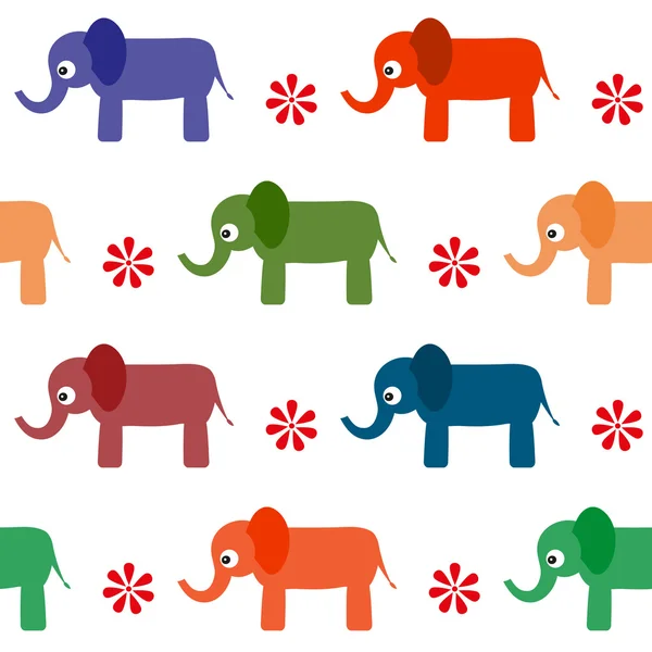 Seamless background of cartoon vector elephants. — Stock Vector