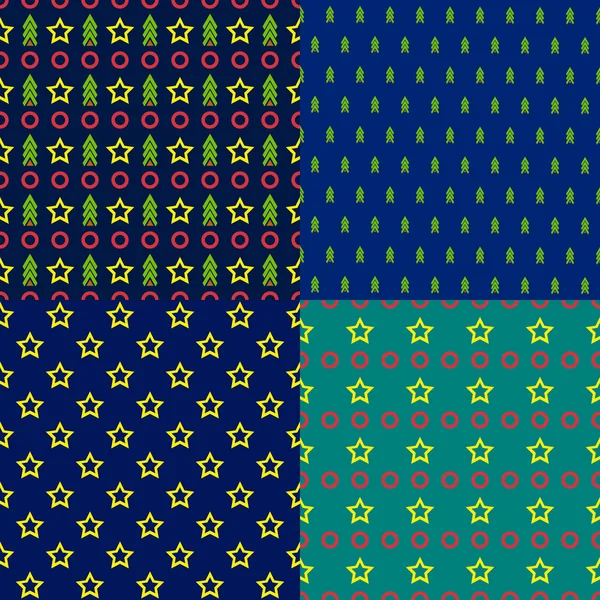 Conjunto vectorial de patrones sin costura de formas simples en el tema de Navidad — Vector de stock