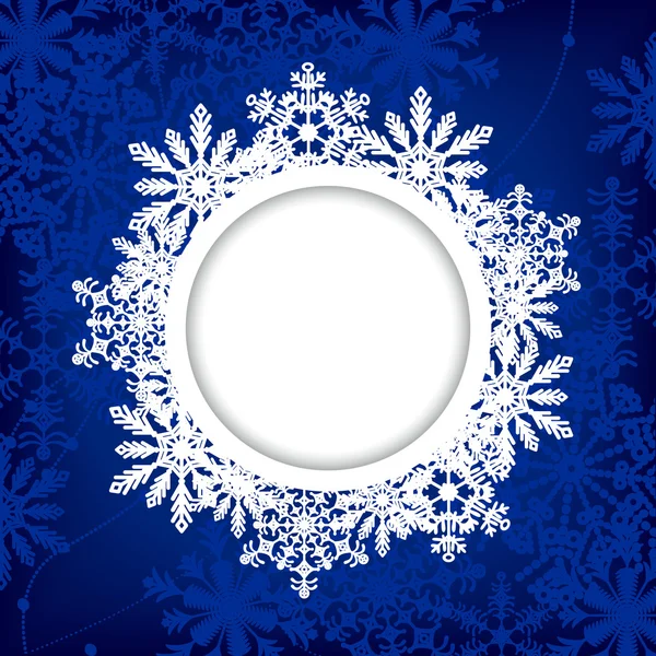 Christmas blue round frame with place for text — Stock Vector