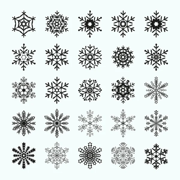 Formas abstractas de copo de nieve. Conjunto de vectores — Vector de stock