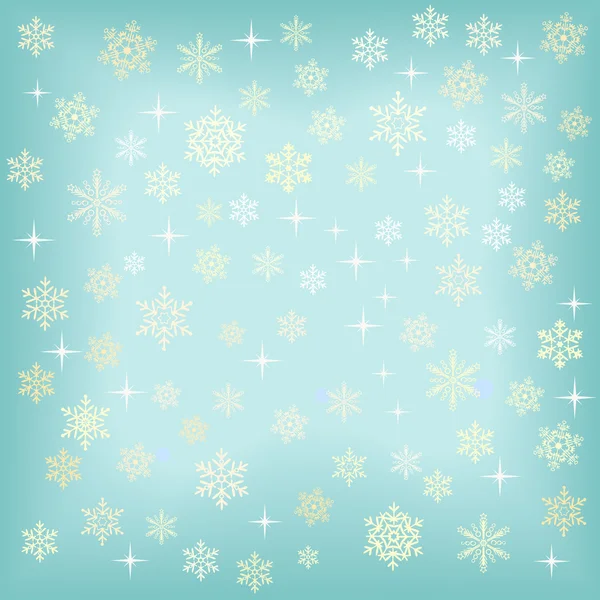 Vánoční pozadí s různými sněhové vločky. Vektor — Stockový vektor