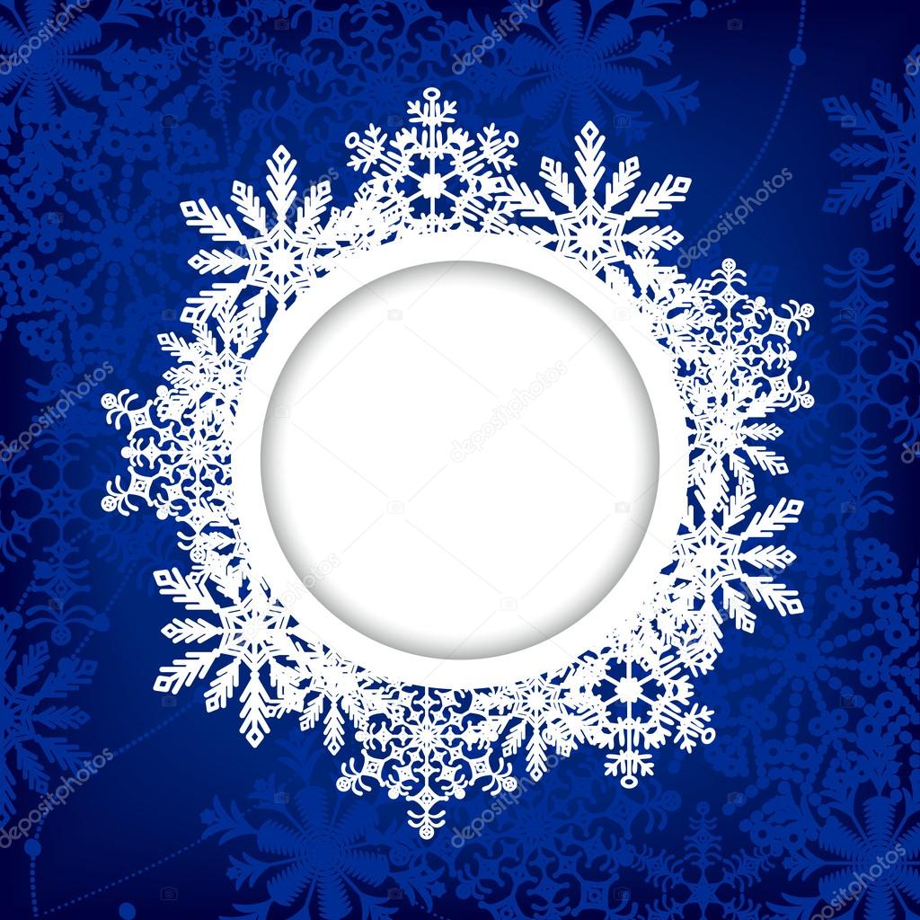 Christmas blue round frame with place for text