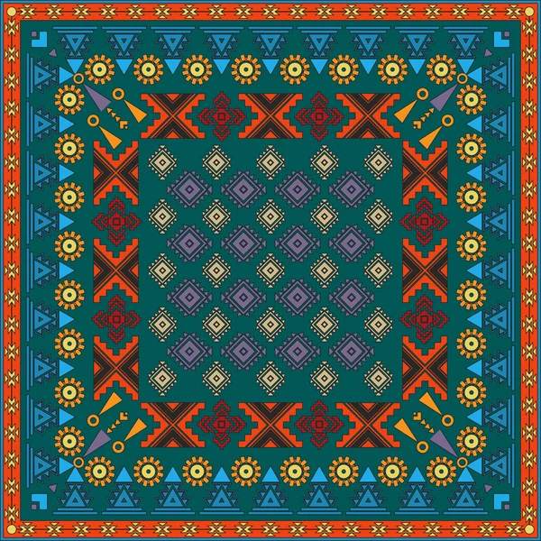 Vintage šátek s barevné ornamentální vzory — Stockový vektor