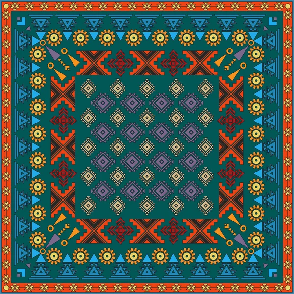 Vintage Bandana met kleurrijke sierlijke patronen — Stockvector