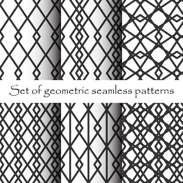 Black and White Geometric Seamless Patterns. Pattern Swatches . — Stock Vector