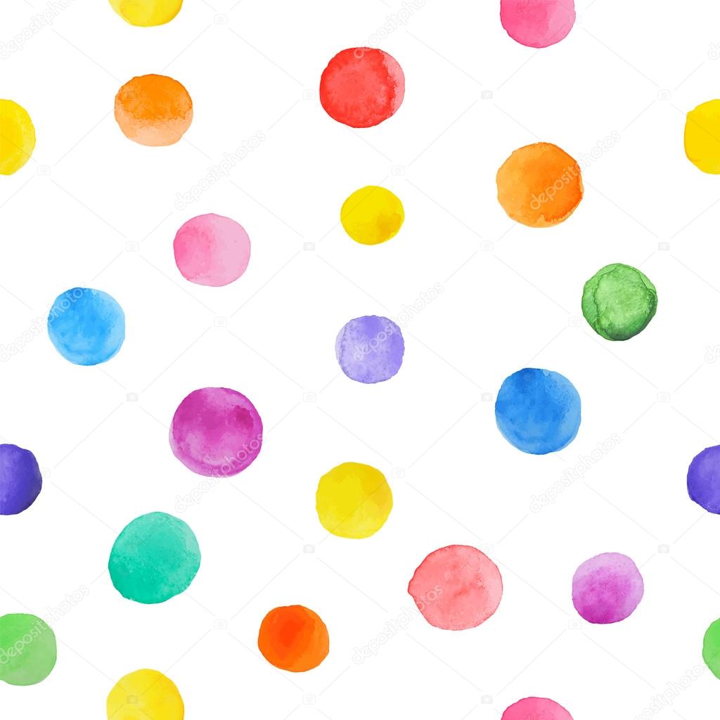 Colorful paint watercolor seamless pattern. Abstract vector seamless pattern. Watercolor polka dot. 