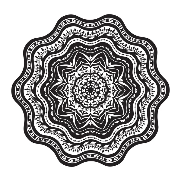Mandala. Zwart silhouet. Etnische Oosterse Indiase patroon. Roun — Stockvector