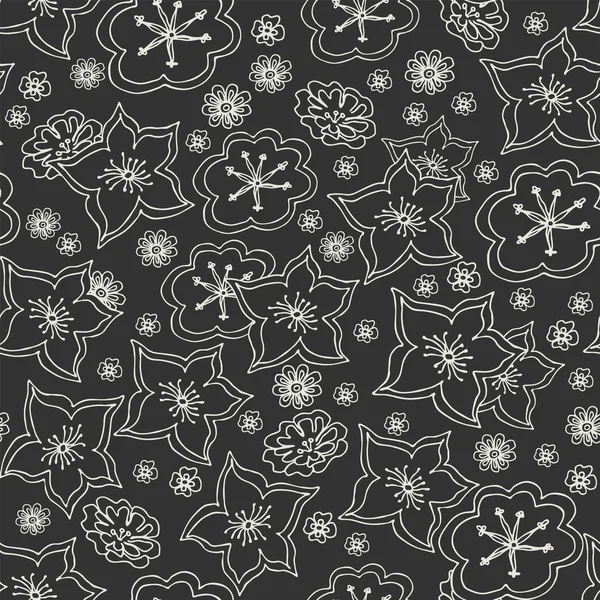 Patrón sin costuras. Fondo floral abstracto blanco y negro  . — Vector de stock