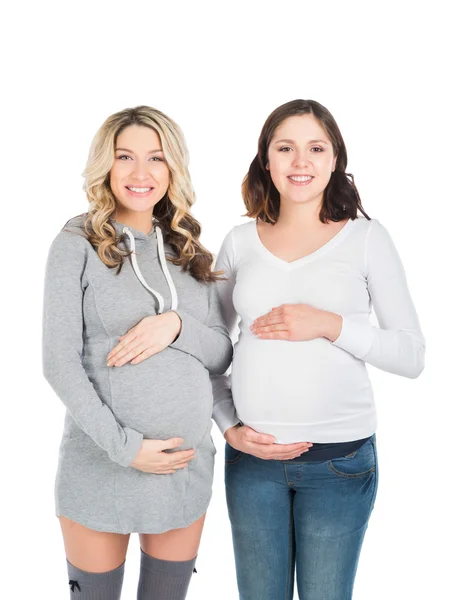 Dos mujeres embarazadas siendo felices — Foto de Stock