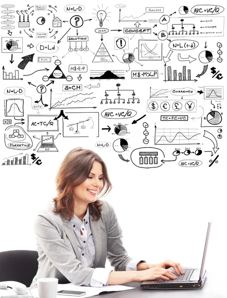Mooie zakenvrouw typen op toetsenbord — Stockfoto