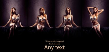 Sexy woman in lingerie on a retro background