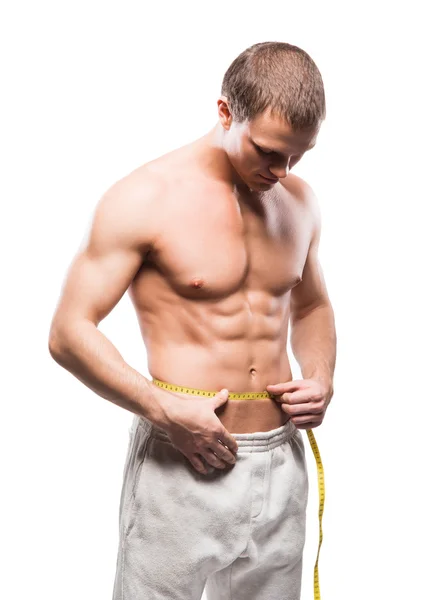 Hombre fuerte, en forma y deportivo culturista aislado en blanco —  Fotos de Stock