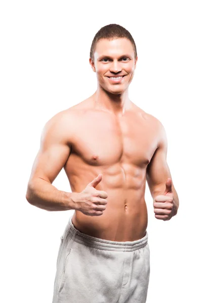 Ισχυρή, ταιριάζει και σπορ bodybuilder άνθρωπος — Φωτογραφία Αρχείου