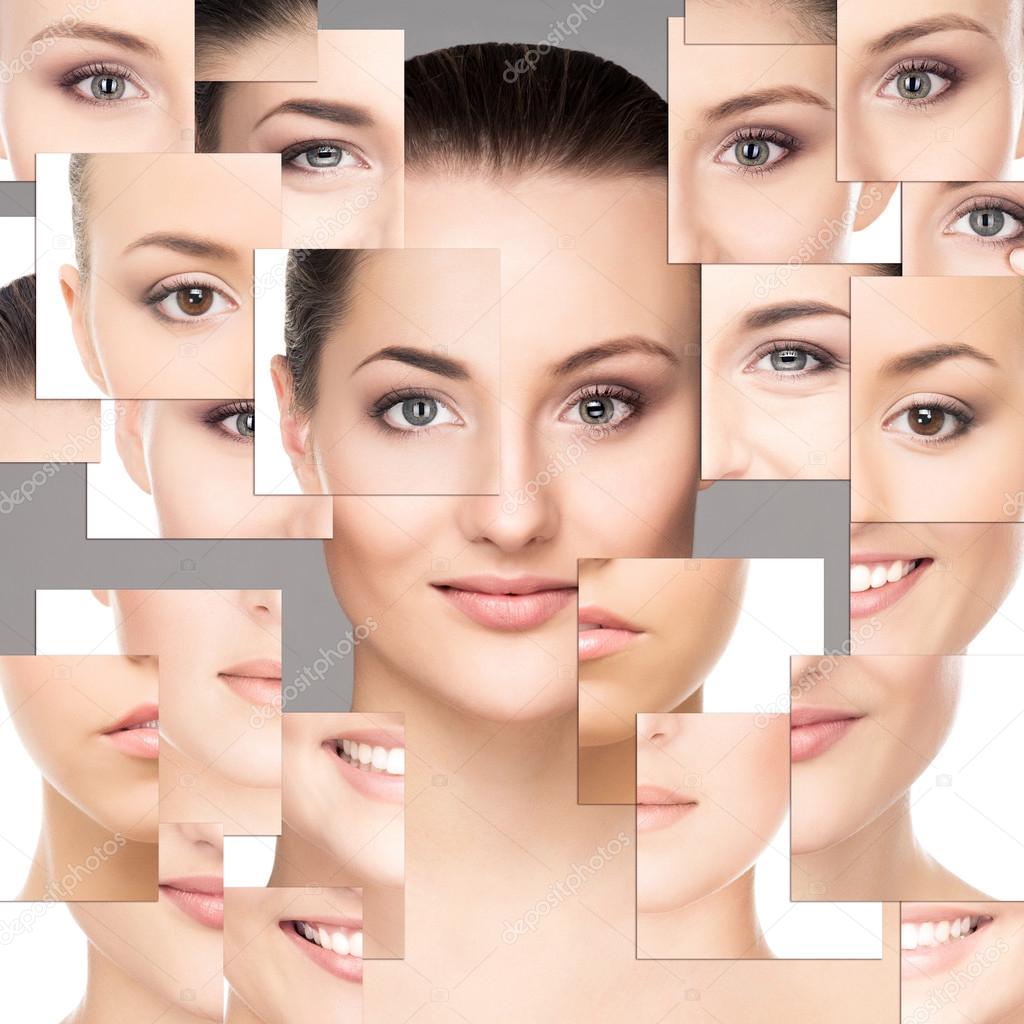 Collage de retrato de mujeres desnudas jóvenes: fotografía de stock