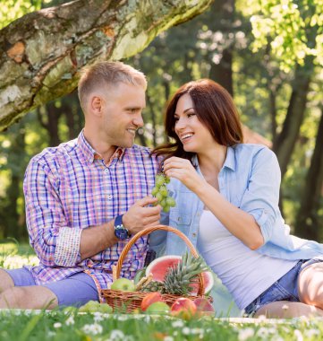 пара займається пікнік у парку
