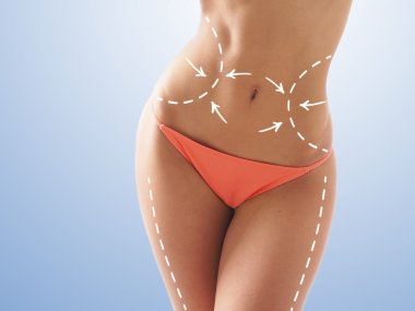 Sexy female body with arrows on it clipart