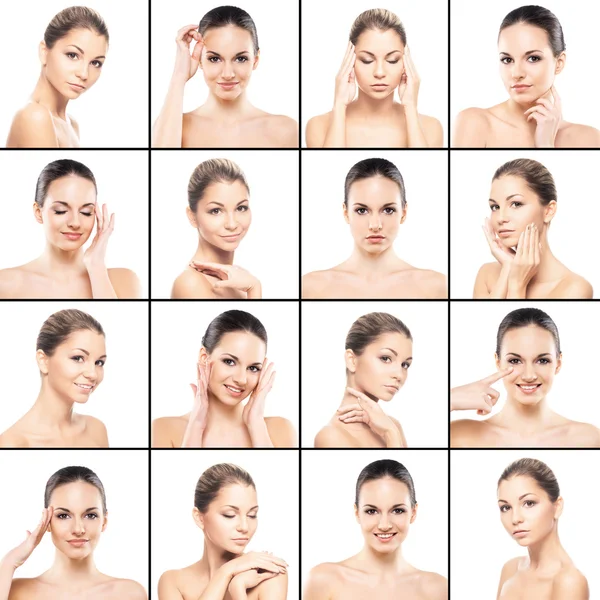 Collage de cuidado de la piel con mujeres hermosas — Foto de Stock