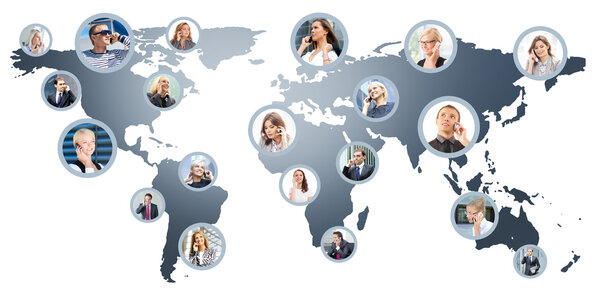 Коллаж деловых людей, разговаривающих по телефону
