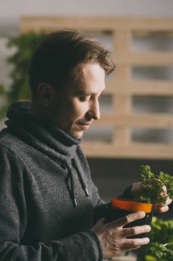 Dikkatli bir şekilde büyüyen ve bitkiler kontrol yakışıklı üretici