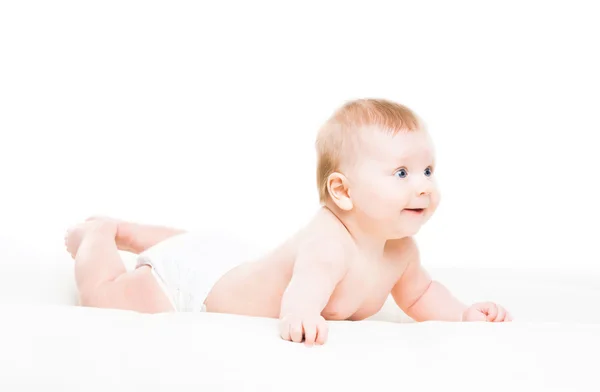 Portrait of a cute smiling infant baby crawling — Stock Photo, Image