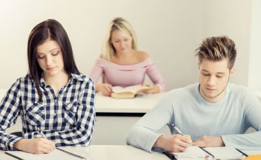 Grup genç öğrenci ders eğitim