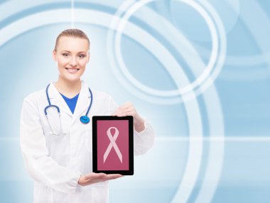 Tablet ile güzel doktor 