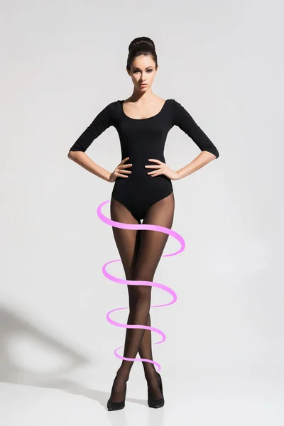 Young and beautiful woman in hosiery — Stock Photo, Image