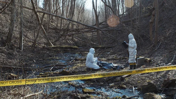 Les Inspecteurs Recueillent Des Preuves Sur Une Scène Crime Les — Photo