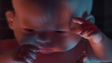 Kadın rahminde bir insan bebeği. Hamilelik sırasında embriyo gelişimi. Bir bebekle taklit..