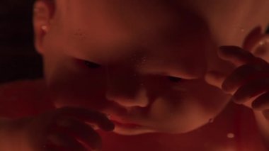 Kadın rahminde bir insan bebeği. Hamilelik sırasında embriyo gelişimi. Bir bebekle taklit..