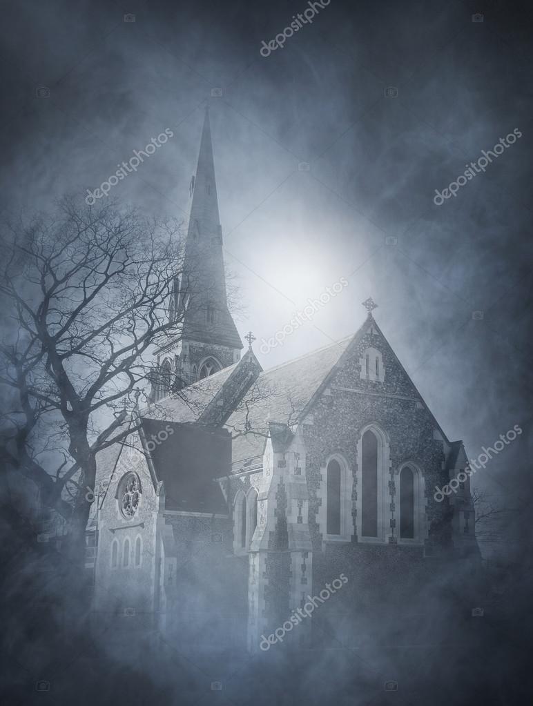 Halloween Background With Ancient Church Stock Photo Shmeljov