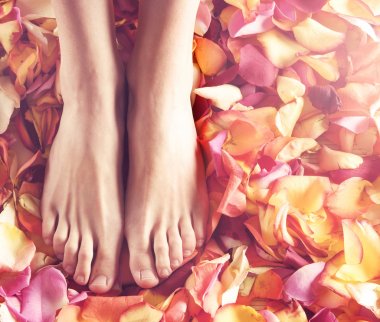 Beautiful legs with flower petals