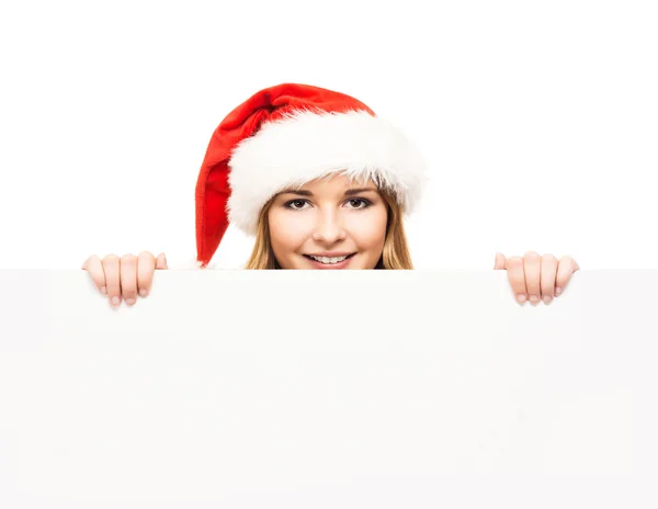 Menina de Natal com banner — Fotografia de Stock