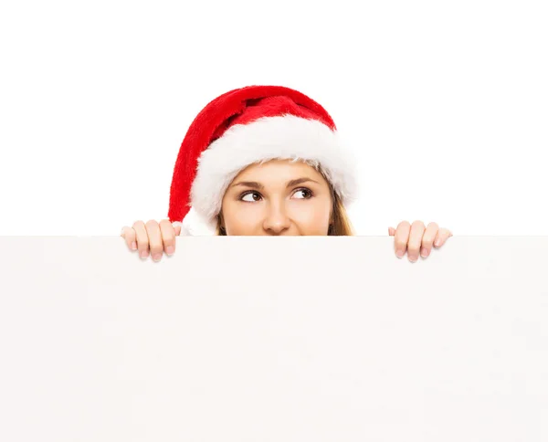 Christmas woman with banner — Stock Photo, Image