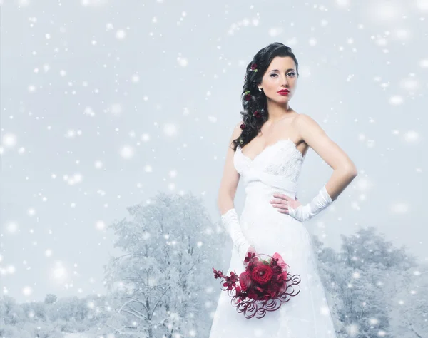 Sposa in abito da sposa — Foto Stock