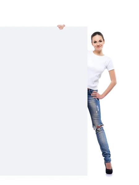 Девушка в джинсах в джинсах — стоковое фото