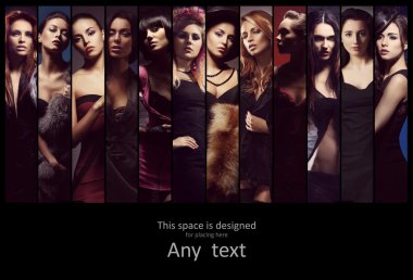 Moda kıyafetlerle poz farklı kadınların moda koleksiyonu