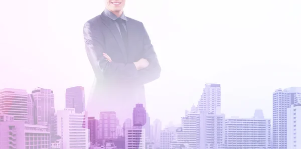 Successful businessman and city