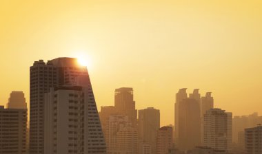 Bangkok şehir gün batımı görünümü