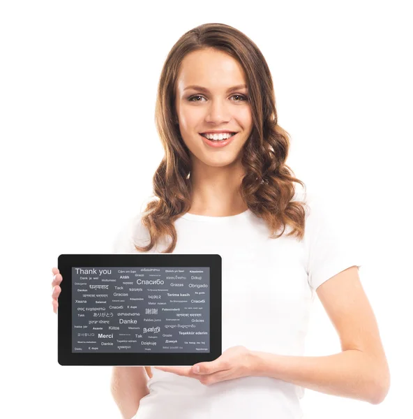 Teenager girl with tablet computer. — Stock Photo, Image