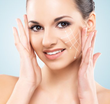 Woman ready for plastic surgery treatment clipart