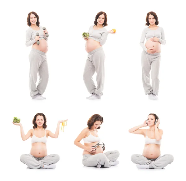 Collage of young and pregnant woman — Stock Photo, Image