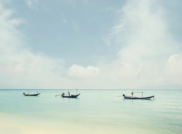 Fisherman boats in sea — Stock Photo, Image